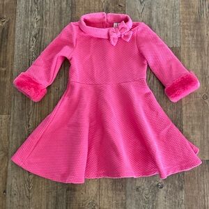 Janie and Jack Quilted Faux Fur Cuff Dress